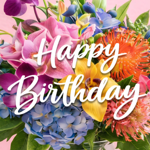 Moonpig Happy Birthday Bright Bouquet Floral Typography Card