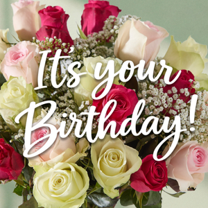 Moonpig It's Your Birthday Roses Floral Typography Card