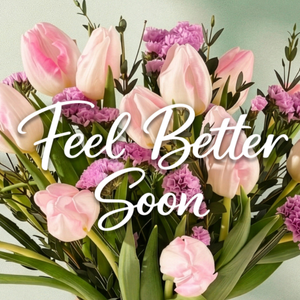 Moonpig Pink Tulip Bouquet Typography Get Well Soon Card