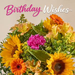 Moonpig Birthday Wishes Sunflowers Floral Typography Card