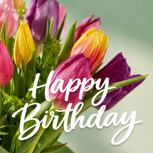Moonpig Happy Birthday Tulip Bouquet Colourful Typography Card