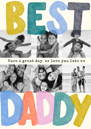 Best Daddy Colourful Lettering Photo Upload Birthday Card