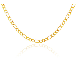 1.64mm Hollow Gold Figaro Chain Link Necklace