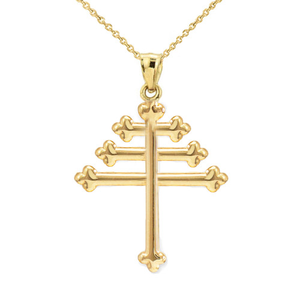 Solid Gold Maronite Cross Pendant (Available In Yellow/Rose/White Gold)