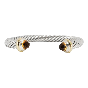 David Yurman Classic Cable 7mm 14k Gold 925 Silver Citrine Bangle Cuff Bracelet