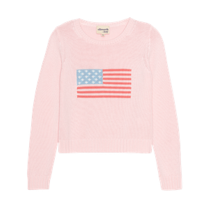 Autumn Crewneck Sweater - Pink American Flag (L)