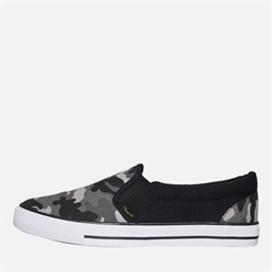 Crosshatch Mens Ramp Slip On Canvas Pumps Black Camo/Black