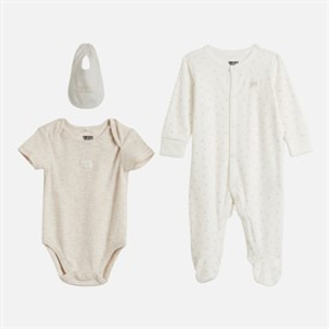 DKNY Jeans Infant Three Piece Babygrow Gift Set Multi