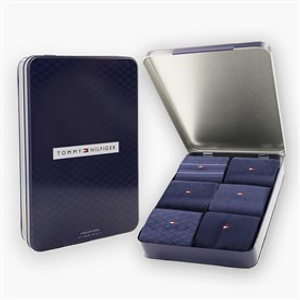 Tommy Hilfiger Mens Birdey Six Pack Gift Box Socks Navy