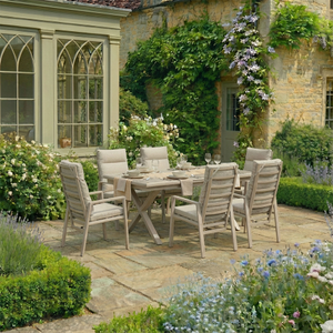Maze - Valencia Reclining 6-8 Seat Aluminium Extending Garden Dining Set - Latte