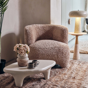 Nola Faux Fur Armchair, Beige