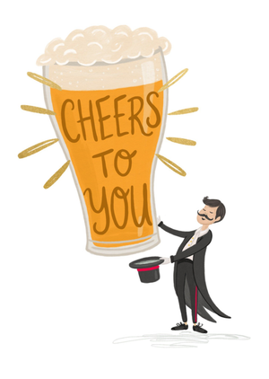Cheers To You Illustrated Pint Of Beer Birthday Card