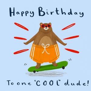 Moonpig Skateboarding Bear Cool Dude Birthday Card