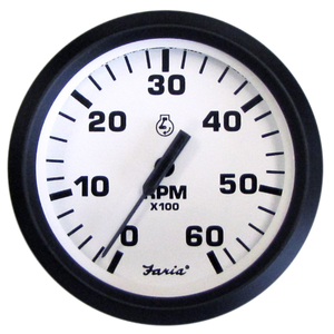 Euro White 6000 RPM Inboard Tachometer