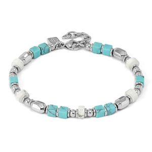 Instinct Steel 6mm Turquoise & White Howlite Infinity Bracelet