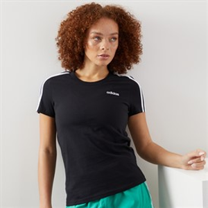adidas Womens Essentials 3-Stripes Slim T-Shirt Black/White