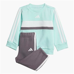 adidas Infant Seasonal Essentials Tiberio 3-Stripes Fleece Sweatshirt And Joggers Set Semi Flash Aqua/White/Grey Strata
