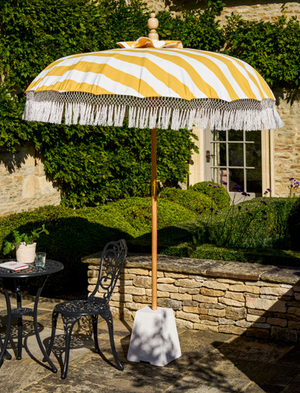 Summerleaze Stripe Parasol - Teak, Yellow