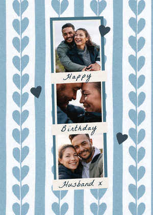 Happy Birthday Husband Heart Pattern Photo Upload Card