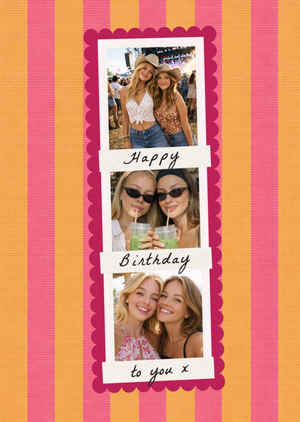 Happy Birthday To You Stripped Pattern Photo Upload Card