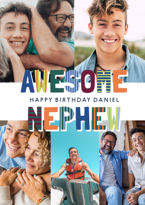Awesome Nephew Fun Photo Collage Birthday Card