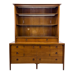 Mid Century Modern Counterpoint Credenza With Hutch/China Cabinet by John Van Koert for Drexel