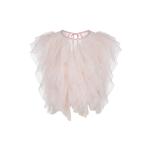 Sheer Tulle Blouse With Cascading Ruffles (S)