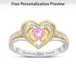Birthstone My Heart, My Baby Personalized Ring