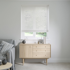 Classic White Faux Wooden Blinds 50mm: 609mm x 889mm Exact