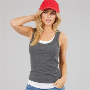 Brave Soul Womens Stella Vest Charcoal Marl/White