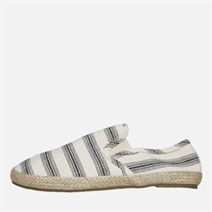 Brave Soul Mens Yacht Espadrilles Cream/Black Stripe Cream/ Black