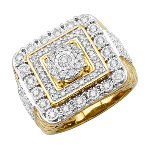 Large Real Hip Hop Diamond Pinky Ring For Men 10K or 14K Gold Square Shape 2.25ct
