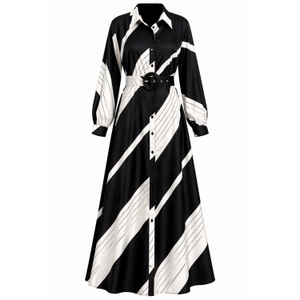 Adrian Monocrome Buckle Wrap Shirt Dress (S)