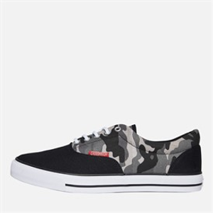 Crosshatch Mens Skywalk Canvas Pumps Black Camo/Black
