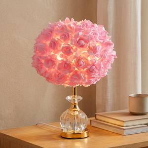 Freya & Sol Rose Vase Table Lamp Pink and White 38cm