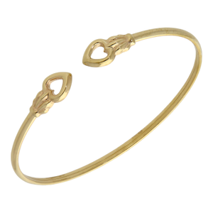 Pre-Owned 9ct Yellow Gold Hollow Heart Torque Flexi Bangle
