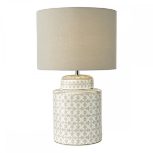 KED4239 Kedron Table Lamp Grey and Satin Chrome With Shade