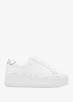 Park Up Laceless White Leather Flatform Trainers