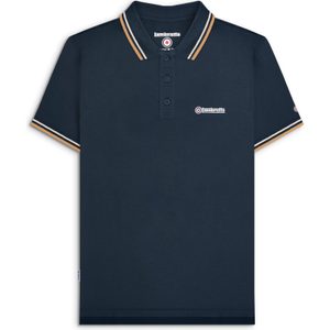 Lambretta Mens Twin Tipped Cotton Polo Shirt - L / Navy (Ash/Tobacco)