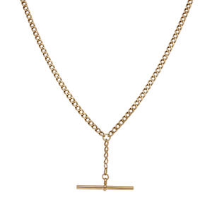 Pre-Owned 9ct Gold 17" Curb Link T-Bar Necklace