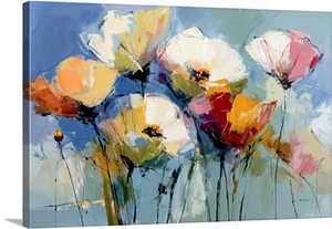Abstract Floral With Colorful Poppies