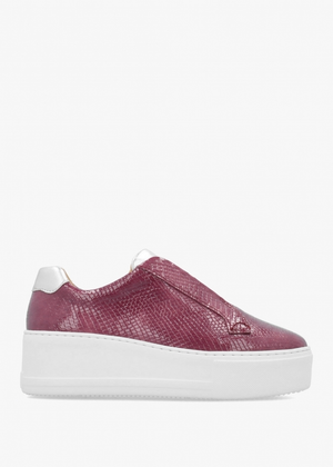Park Up Laceless Burgundy Reptile Patent Leather Flatform Trainers