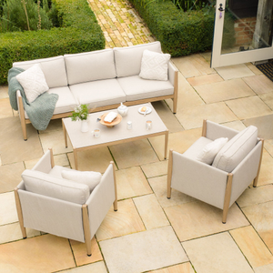 Maze - Burford 3 Seat Aluminium Sofa Set with Rectangular Coffee Table - Almond