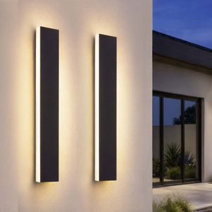 2x LED Wandleuchte Außen – Villenbeleuchtung – 60 cm – 12W – 2700K – IP65 – Schwarz