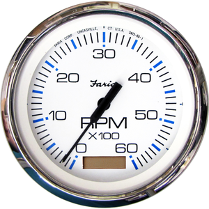 Chesapeake White 6000 RPM Inboard Tachometer with Hourmeter