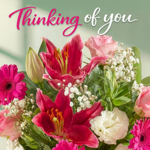 Moonpig Thinking Of You Card Floral Bouquet Typography Card