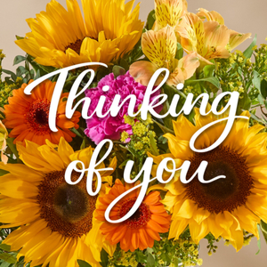 Moonpig Thinking Of You Sunflowers Floral Bouquet Typography Card