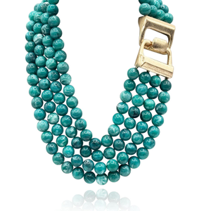 Irena Four Strand Turquoise Resin Bead Nesting Necklace (17")