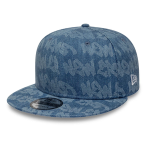 New Era Laser Burnout Washed Denim Navy 9FIFTY Snapback Adjustable Cap