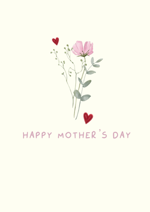 Flowers And Hearts Minimalist Mother's Day Card